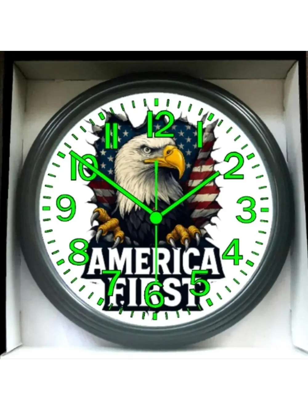America First American Glow In The Dark Wall Clock New!